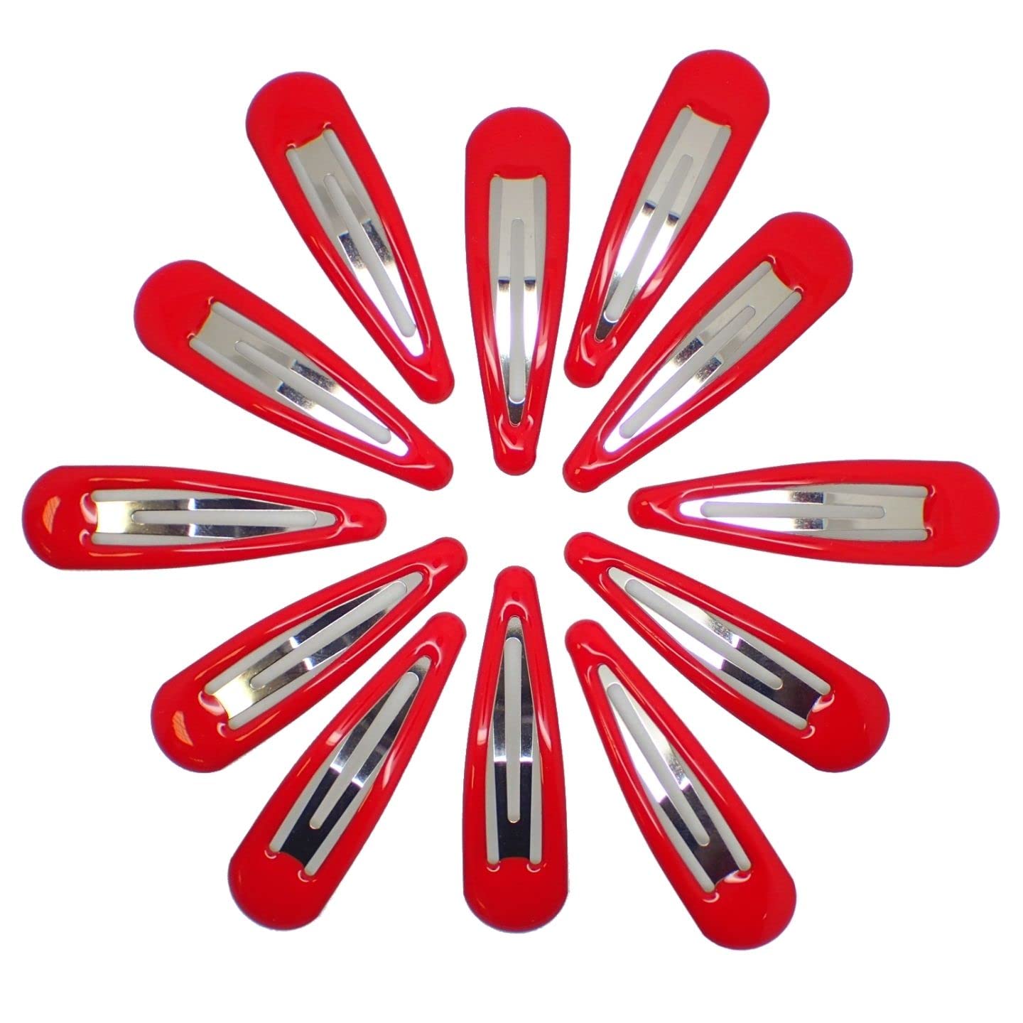 Topkids Accessories 12pc Snap Clips 5cm / 2" Snap Hair Clips Women Girls Kids Sectioning Slide Hair Grip Styling Fine Hair Thick Hair Bendies Sleepies School Uniform Colours Epoxy (Red)