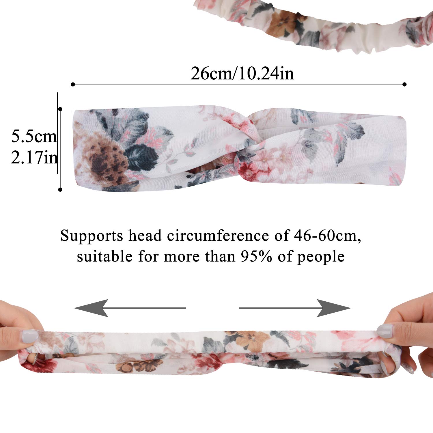 Headbands for Women, Fascigirl 20 PCS Vintage Floral Bandeau Headbands Elastic Hair Bands Criss Cross Hair Wrap Hair Accessories : Beauty