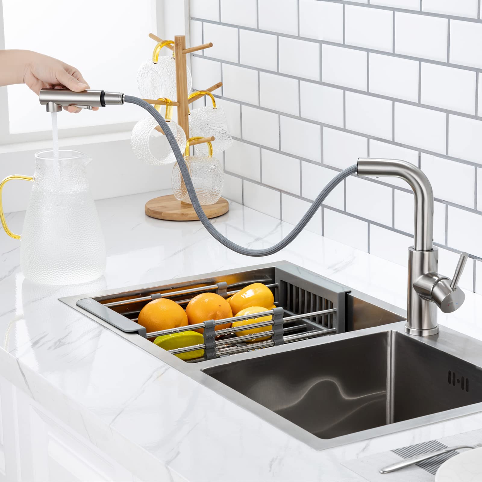 Lonheo-Grifo-de-Cocina-con-Ducha-Extraible-Grifo-de-Cocina-Extensible-Giratorio-a-360o-Grifo-Cocina-Fregadero-Cromo