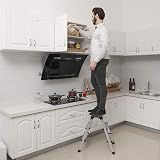 SONGMICS 3 Step Aluminium Ladder 150 kg Load Capacity Silver Black GLT23K view 6
