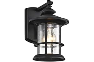 MICSIU Textured Black 10" Outdoor Light Fixtures Wall Mount, Waterproof Front Porch Light Fixtures with Clear Seedy Glass, Outdoor Wall Lights for House Front Porch, Patio, Backyard