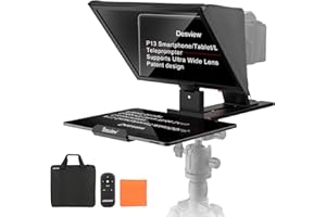 Desview P13 Teleprompter 13 Inch Aluminum Alloy with High Definition Glass, Compatible with iPad Tablet Phone DSLR, Portable No-Assembly Design for Video Recording