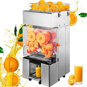 Amazon.com: VBENLEM Máquina exprimidora comercial, extractor de jugo de  alimentación automática de 110 V, exprimidor de naranja de 120 W para 20 –  30 por minuto, con caja de filtro extraíble SUS