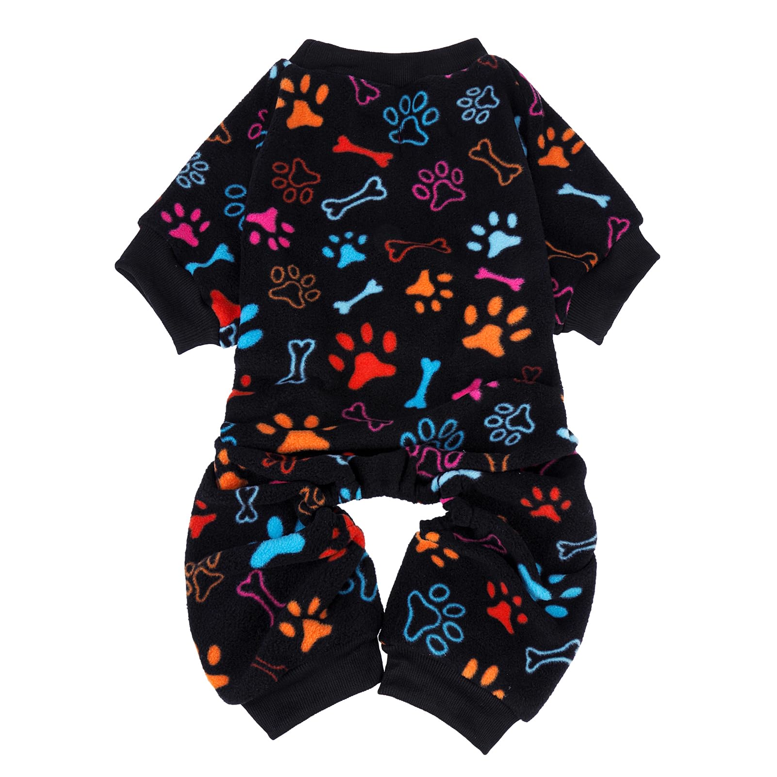 Photo 1 of SCENEREAL Fleece Dog Pajamas for Small Medium Large Dogs, Warm Soft Puppy Jumpsuit, Adorable Bones Paw Print Pet Sweaters Clothes, Doggy Pjs Cat Coat for Boy Girl