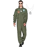 Spooktacular Creations Men’s Fighter Pilot Jumpsuit Adult, Pilot Costume Men with Accessory for Halloween