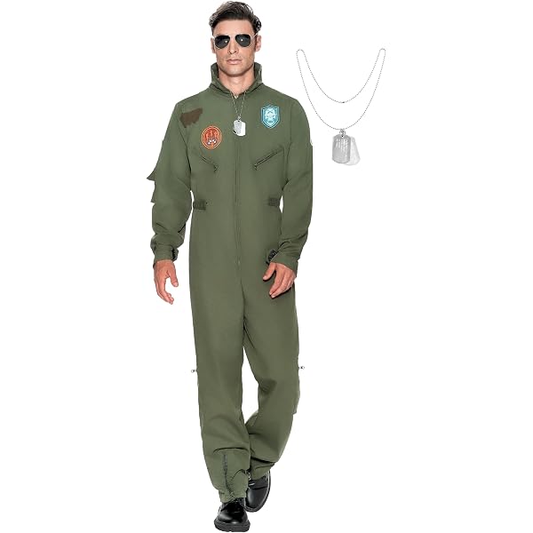 Men's Air Force Bomber Jacket Costume - Complete Top Gun Fighter Pilot Outfit For Parties