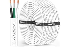 NAOEVO 12 Gauge Marine Wire, 12/3 Triplex Marine Electrical Cable, Waterproof/Insulated PVC/Oxygen-Free Tinned Copper 12 AWG Wire for Boat, Automotive, RV, Solar, LED, Trolling Motor (30FT)