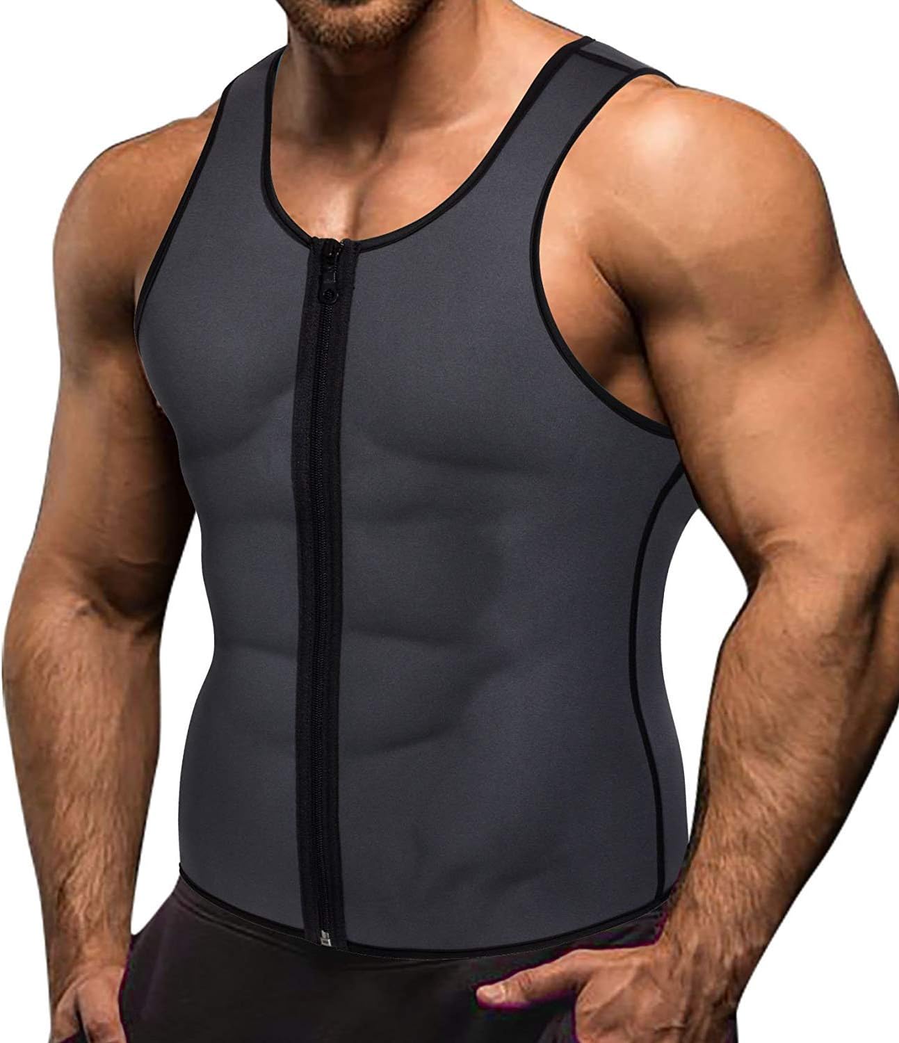 Luckding Men Waist Trainer Vest Hot Neoprene Corset Compression Sweat Body Shaper Sauna Tank Top Workout Shirt