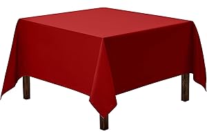 Gee Di Moda Square Tablecloth - 52 x 52 Inch Red Table Cloth for Small Square or Round Tables - Heavy Duty Washable Fabric - for Buffet Table, Holiday Party, Dinner, Wedding & Baby Shower