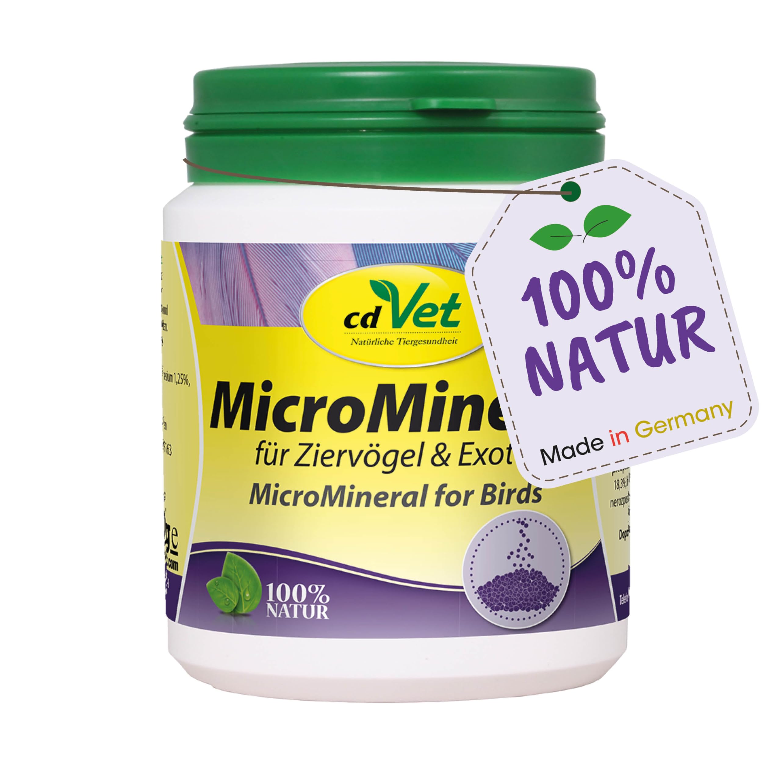cdVet Naturprodukte MicroMineral for Birds & Exotics 150 g - Vitamin, mineral and trace element donor - mineralization and vitamin coverage - breeding use - metabolism - plumage problems -
