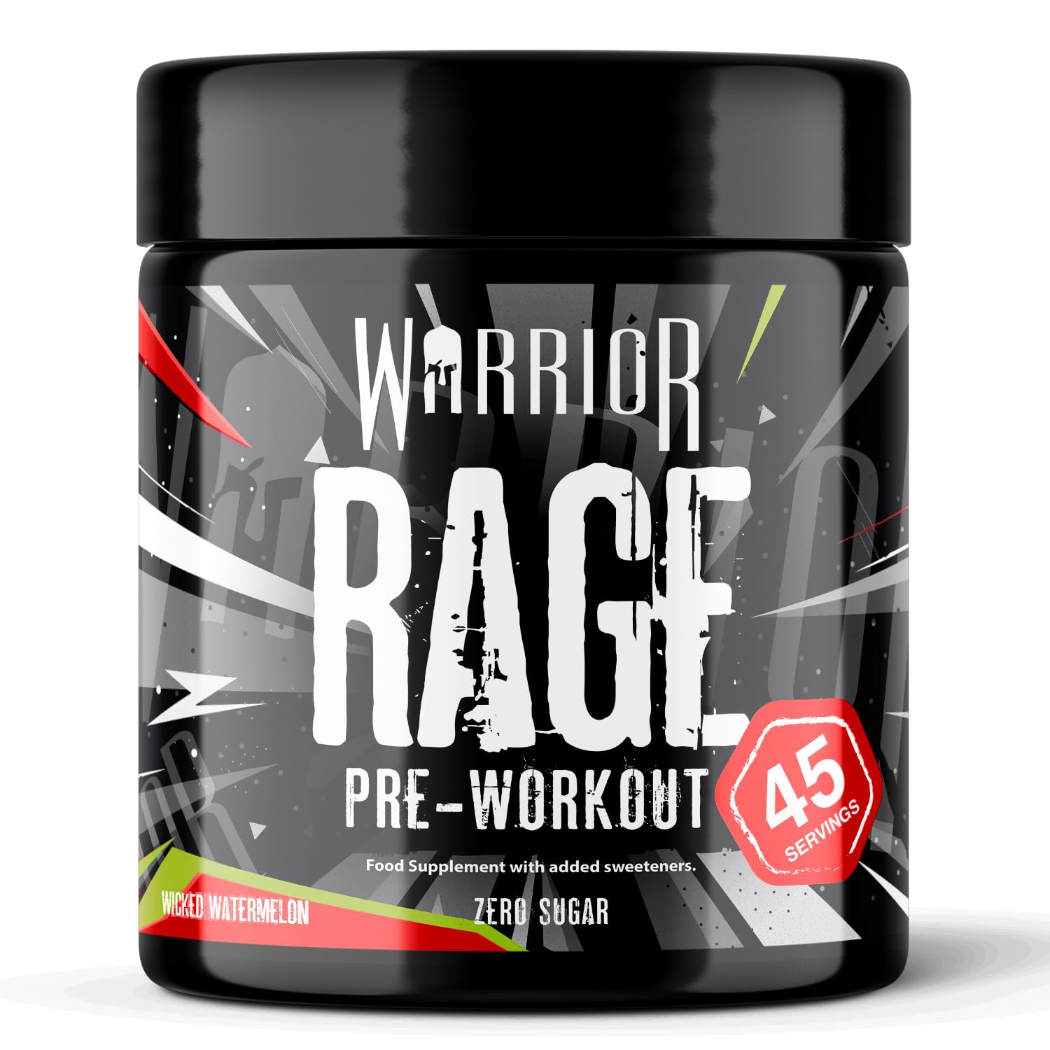 Warrior Rage Pre Workout Powder 392g (45 Servings) โ 300mg Caffeine High Stim Energy Drink Supplement + Beta-Alanine, Creatine, BCAA, Taurine, Citrulline & Arginine AAKG for Muscle โ Wicked Watermelon