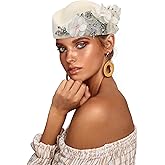 Beret Hats for Women British Felt hat Women's Church Derby Headdress Women's Floral hat Suitable for Wedding Parties Events