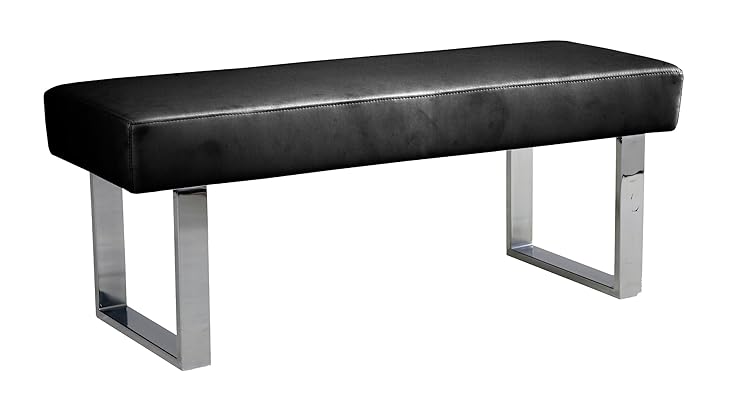 Armen Living Amanda Bench in Black and Chrome Finish