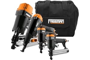 Freeman P4FRFNCB Pneumatic Framing and Finishing Nailer and Stapler Kit with Bag (4-Piece)