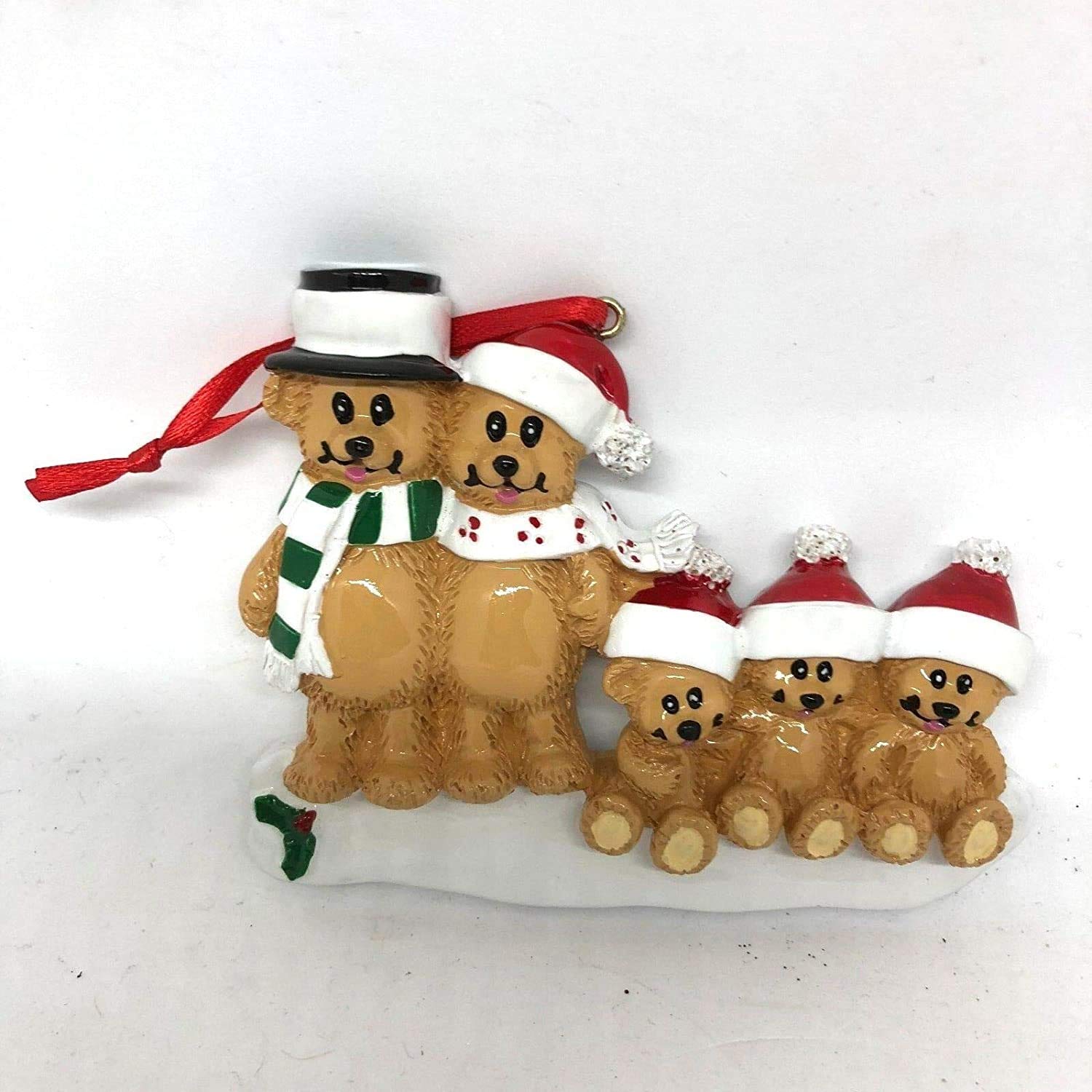 Personalise Your Own Resin Christmas Tree Hanging Decorations - Bear Family of 5
