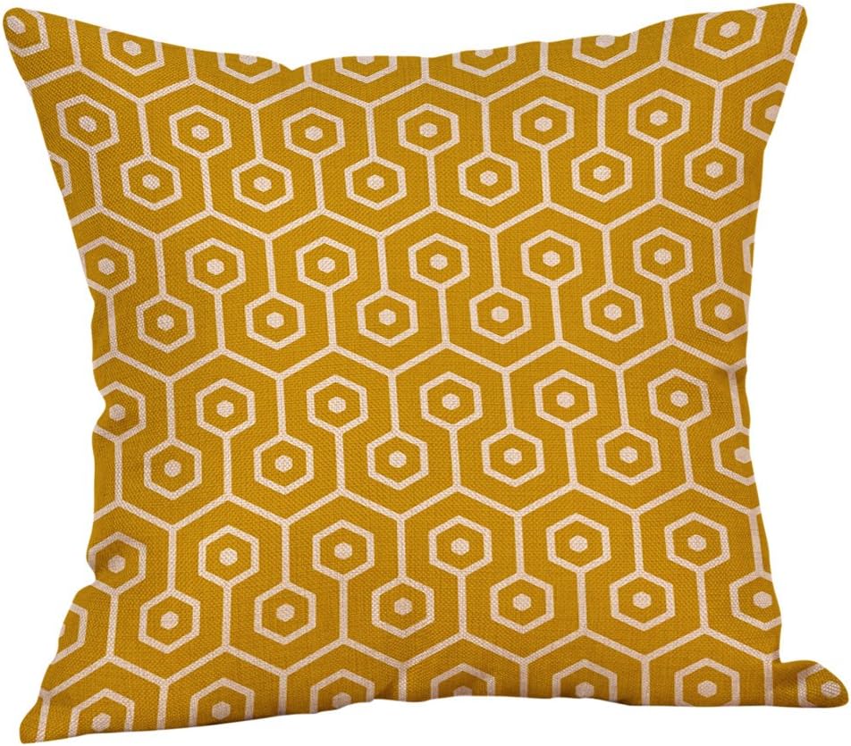 ZEELIE Home and Garden pillow case Decorative Mustard Pillow Case Yellow Geometric Fall Autumn Back Car Neck Home Sleeping Simulation Stake Bedding Cover Home Decor Suitable to Your Life
