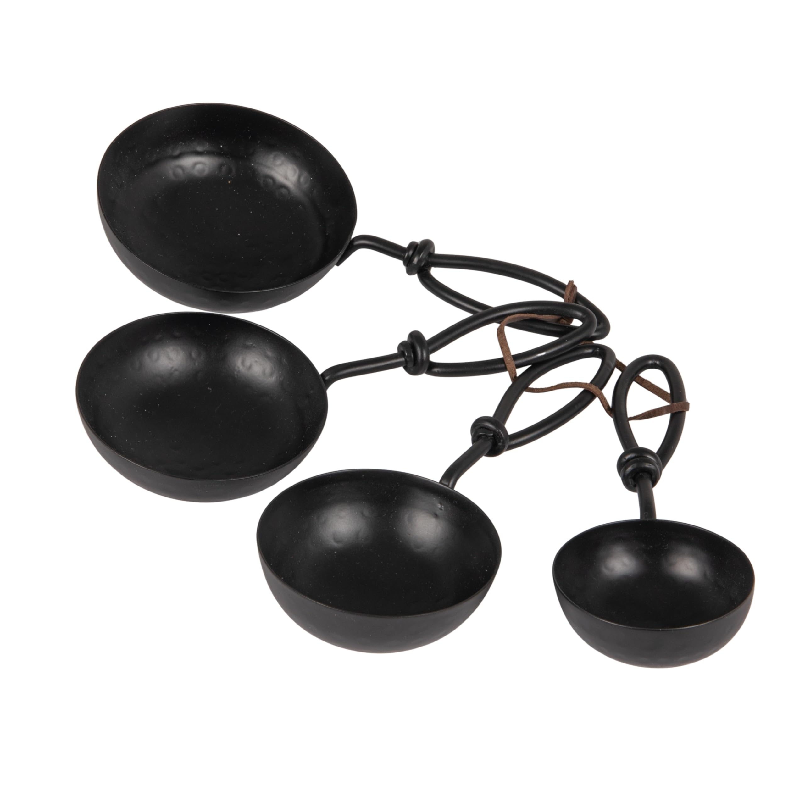 Creative Co-Op Hammered Stainless Steel Scoops, Black, Set of 4