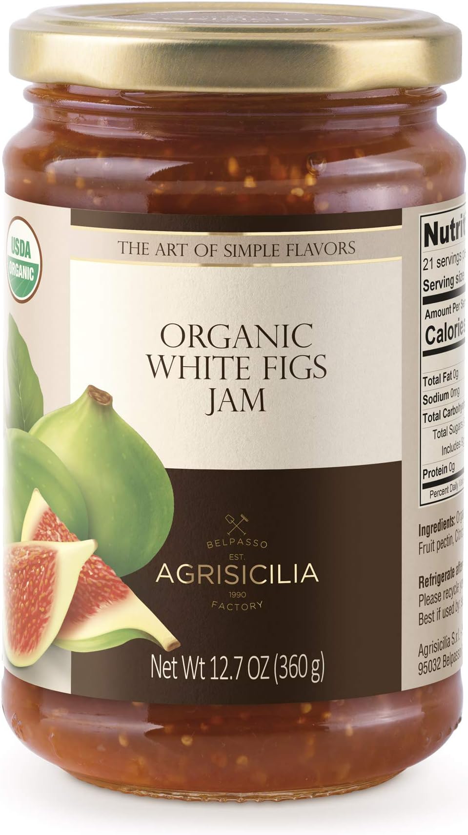 (Pack of 6 JARS) USDA Organic White Fig Jam 12.7oz.