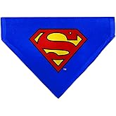 DC Comics Pet Bandana Slide On Slip Through | Superman Shield Logo Blue Red Yellow Double Sided Polyester