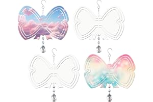 ACFUNIQUE Sublimation Wind Spinner Blanks 4 Pack Wind Spinners Sublimation Blanks Hanging Wind Spinner 3D Metal Aluminum Kinetic Sculpture for Yard Garden Indoor Outdoor Porch Decoration (Bowknot)