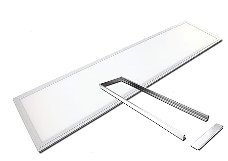 LED Panel 120x30cm wasserdicht ceramicweiß 36 Watt 4000K IP65 Außenbereich (Panel + Trafo + Rahmenset)