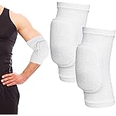 cobee 1 Pair Volleyball Elbow Pads, Arm Brace Ventilate Sport Elbow Protector Strap, White Elbows Pad Arm Pads With Padded Soft Support Cushion for Men And Women