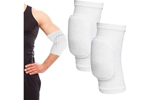 cobee 1 Pair Tandem Volleyball Elbow Pads, Arm Brace Ventilate Sport Elbow Protector Strap, White Elbows Pad Arm Pads With Padded Soft Support Cushion for Men And Women