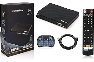 VSEEHIGTEC vSeeBox V3 Pro 2024 Newest Version, with Bluetooth Voice Remote Control, Backlit Mini Keyboard and 2Meters 8K HDMI Cable (4GB RAM + 64GB ROM)