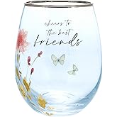 Pavilion - Friend 20-Ounce Stemless Wine Glass, Diamond Friendship Glass for Women, Birthday, Wedding, Christmas, Mothers Day Gift Women Friend, 1 Count, Multicolor