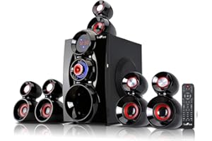 beFree Sound BFS-600, 5.1 Channel Surround Sound Bluetooth Speaker System, Red