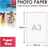 Koala Glossy Photo Paper A3 297x420mm 250gsm 50 Sheets Resin Coated view 3