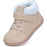 WateLves Toddler Little Kids Wide Barefoot Shoes Boys Girls Winter High Top Minimalist Sneakers Faux Fur Ankle Boots Warm Walking Shoes for Indoor Outdoor | Naturally Splay | Flexible Fit