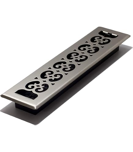 Decor Grates ST214 Bodenregister Mit Schnörkel-Muster – 5,1 X 35,6 Cm, Schwarz, Strukturiert