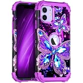 Miqala for iPhone 12 Case,iPhone 12 Pro Case,Glow in The Dark Three Layer Heavy Duty Shockproof Protection Hard Plastic Bumper+Soft Silicone Protective Case for Apple iPhone 12/12 Pro,Dark