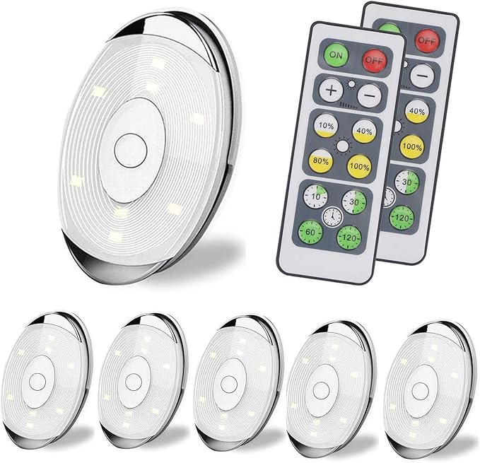 LED Puck Lights,6Pack Wireless Led Lights with Remote Control