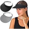 2 Pack Visor Women Men Sun Hat Clip On Visors Adjustable Sport Wide Brim Cap