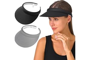 KEJEA 2 Pack Visor Women Men Sun Hat Clip On Visors Adjustable Sport Wide Brim Cap