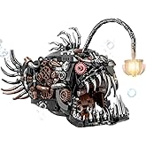 PIVONAX Mechanical Angler Fish Building Block Set - STEM Toys for Boys & Girls 8-14+, Deep Sea Ocean Creature Kit, Home/Office Decor with Light, Great Gift for Kids & Adults(1038+Pieces)