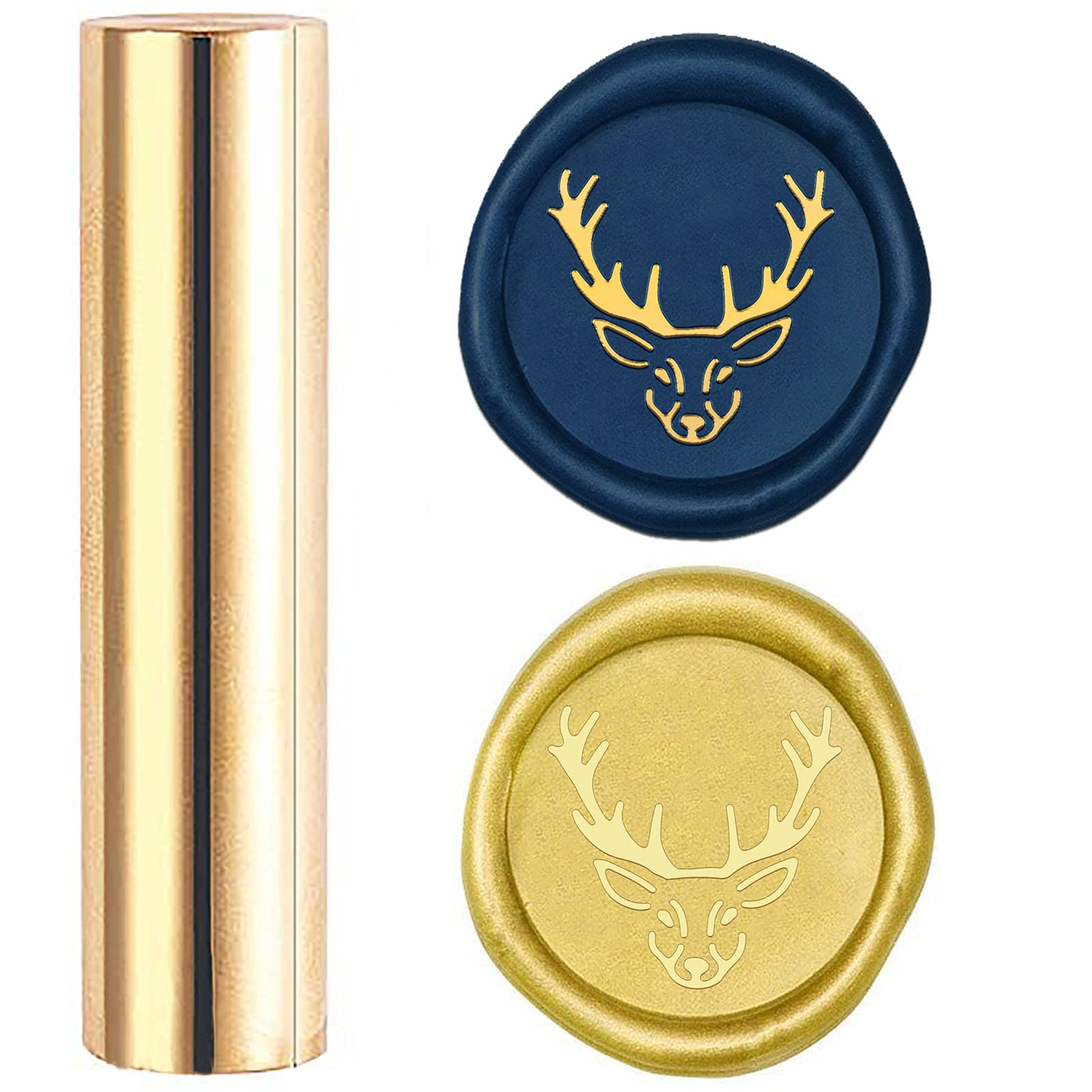 CRASPIRE Christmas Deer Wax Seal Stamp Antler Elk Mini Brass Column Sealing Wax Stamps 15mm Sealing Wax for Xmas Party Gift Wrapping Wedding Envelope Invitation Embellishment Decoration