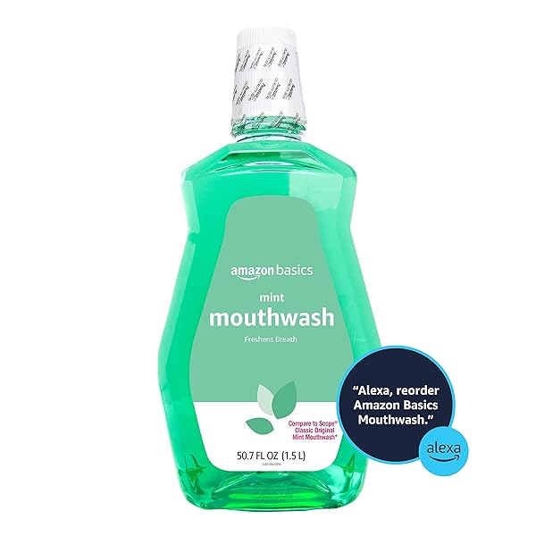 AMAZON BASICS FRESH BREATH MOUTHWASH, MINT, 50.7 OUNCE (PACK OF 1), (PREVIOUSLY SOLIMO)
