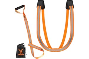 TWLOOK Deer Drag Harness & Rope – Heavy Duty 480lbs Capacity, Reflective Orange Hunting Gear with Comfortable Shoulder Strap, Soft Handle – Essential for Dragging Deer, Elk, Boar – Gift for Hunters