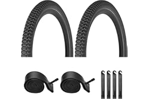 ATUTONUS Bike Tires 12.5"/14"/16"/18"/20"x2.125" for Kids Bike, 2PCS Folding Replacement Bike Tire and 2PCS Bike Tubes 12.5/14/16/18/20 x 1.75-2.125 Inch Fits Most Kids Bikes, with 4PCS Tire Levers,White/Black