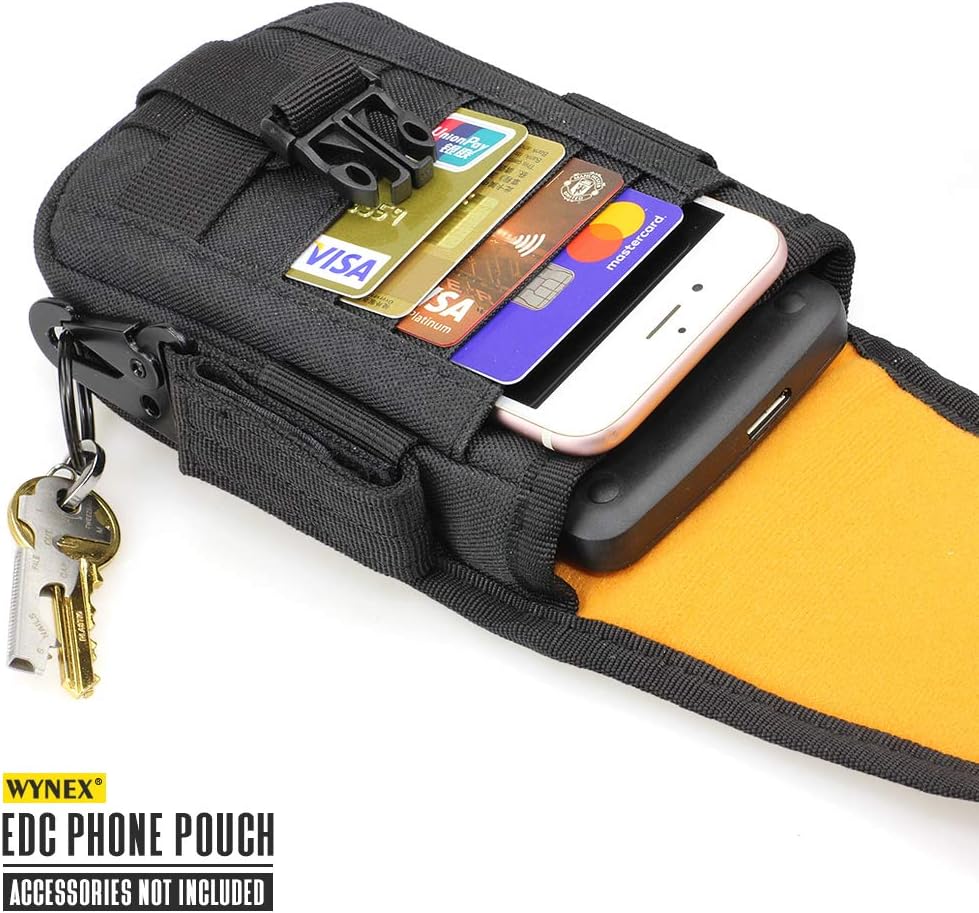 WYNEX Tactical Phone Pouch Molle, Smartphone Holster Bag EDC Utility Cellphone Lock Card Holder Organizer Fit for Waist Belt Case Include Tactical Gear Clip and U.S.A Patch : Sports & Outdoors