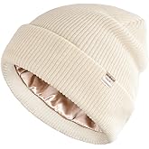 YANIBEST Beanie Hat for Women Men Satin Lined Beanie Hats Winter Hat Womens Cuffed Beanies Knit Skull Cap Warm Ski Hat Unisex