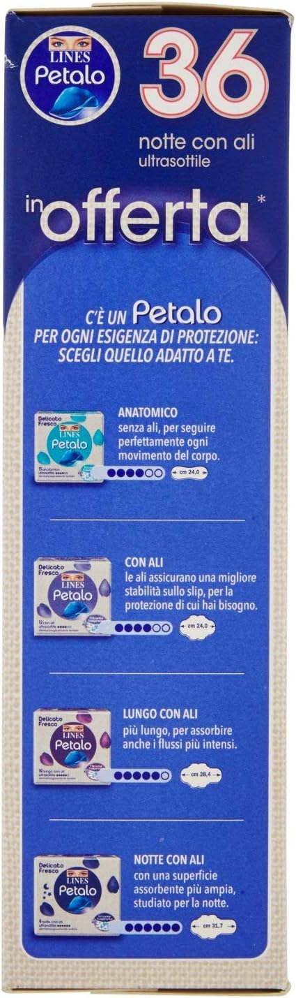 Lines Petalo Ultra Night Sanitary Pads with Wings (Pack of 36), 36 stück (1er Pack) - Image 3