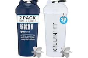 GOMOYO [2 Pack] 28oz Shaker Bottle with Motivational Quotes (White & Navy) | Protein Shaker Bottle with Mixer Agitators | Blender Shaker Bottle for Protein Mixes Pack is BPA Free and Dishwasher Safe