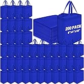 Windyun 200 Pcs Reusable Tote Bag Bulk 8 x 4 x 10 Inch Non Woven Shopping Bag with Handle Reusable Grocery Gift Tote (Blue)