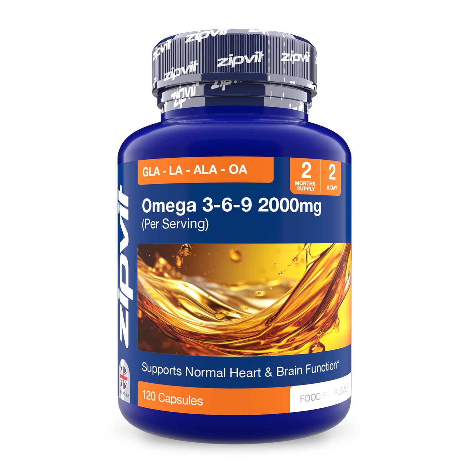 Zipvit Omega 3 6 9 Capsules 2000mg, 120 Cold Pressed Softgel Capsules, Supports Maintenance of Normal Blood Cholesterol