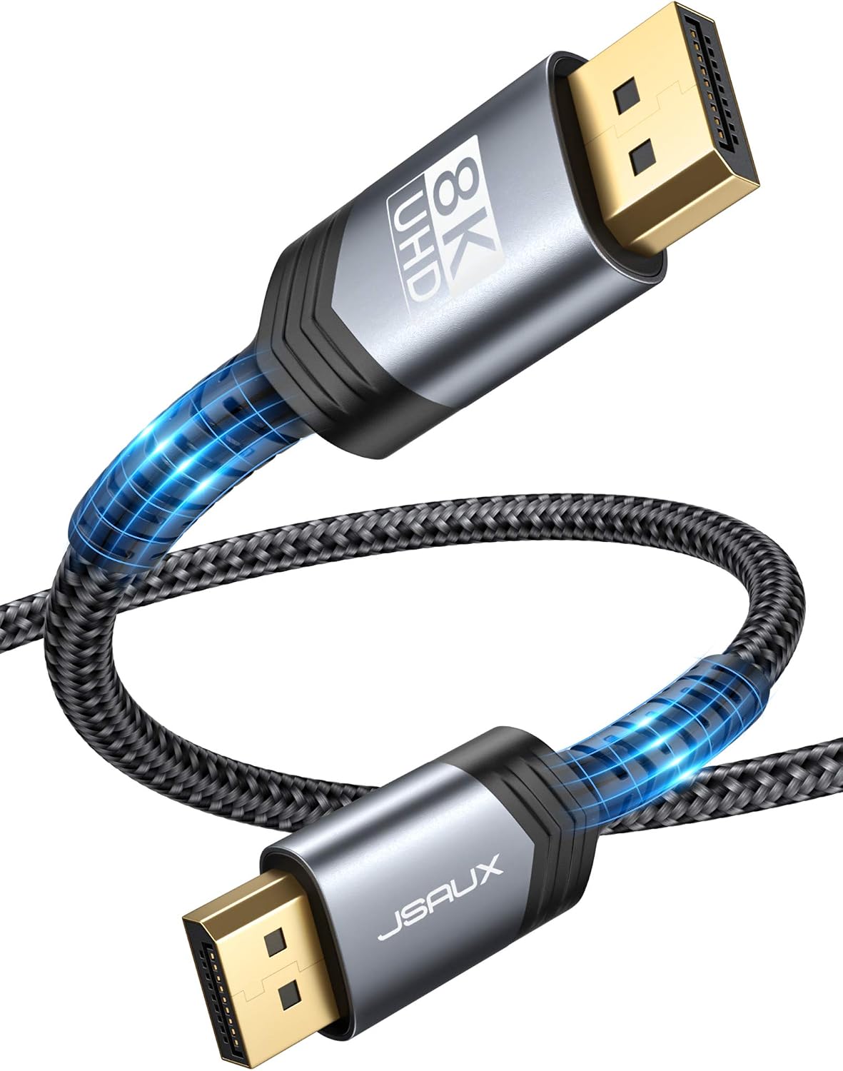 JSAUX 8K DisplayPort Cable 3M (8K@60Hz, 2K@240Hz, 4K@144Hz, 32.4Gbps) - DP to DP Compatible with Laptop PC TV Gaming Monitor - Grey