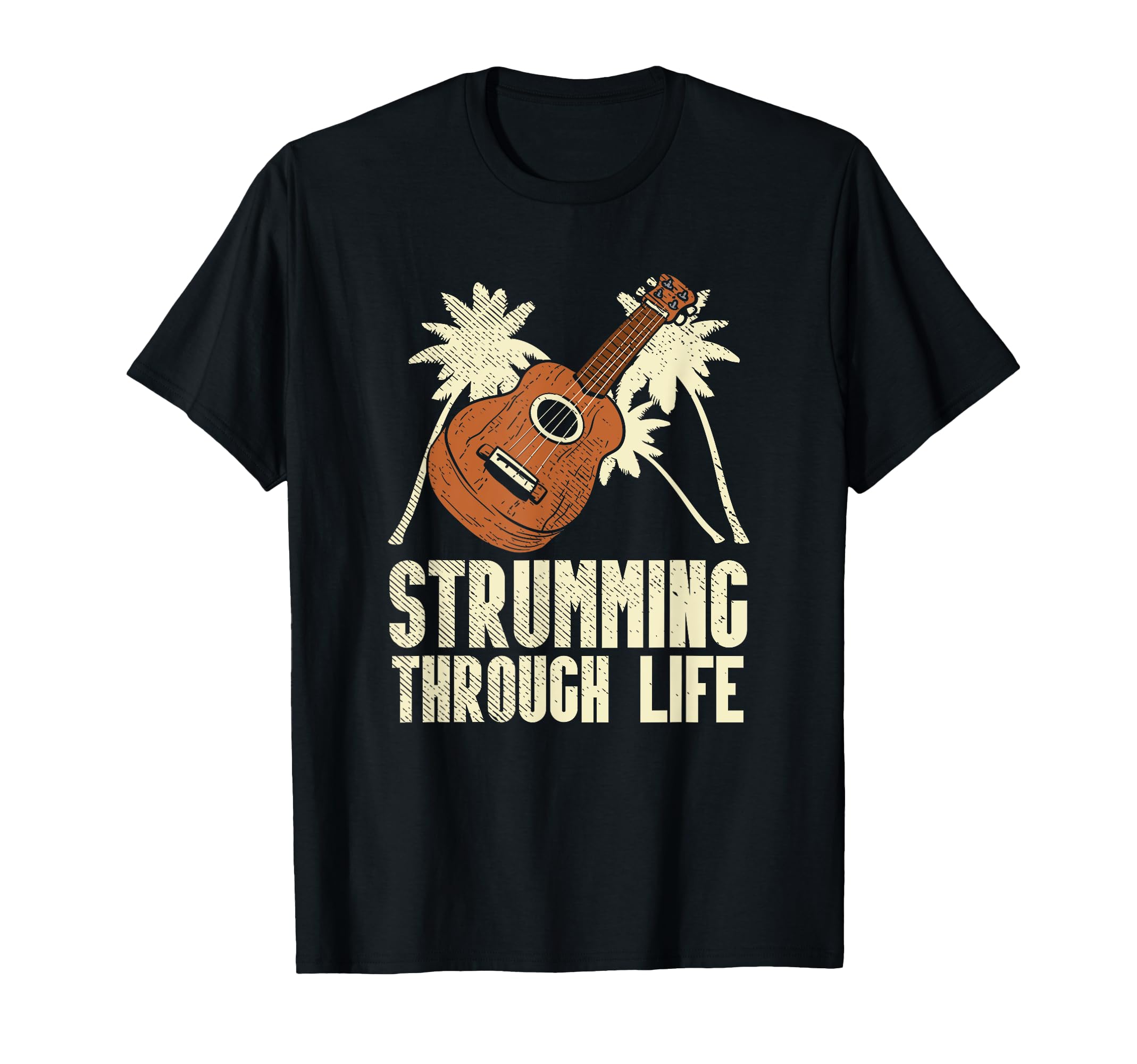 Strumming Through Life Guitar Uke Music Teacher Ukulele T-Shirt